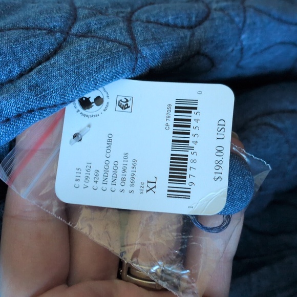 ✨ Nwt Free People Quinn Denim Quilted Jacket Size Extra Large - Picture 5 of 8